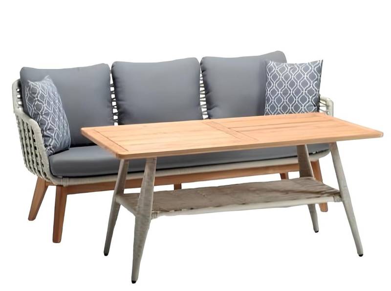 JVmoebel Gartenlounge-Set Garnitur Sofa 3 Sitzer Luxus Couchtisch Sofas Dreisitzer Hochwertig, (2tlg Set(Sofa 3 Sitzer+Couchtisch), Made in Europa von JVmoebel