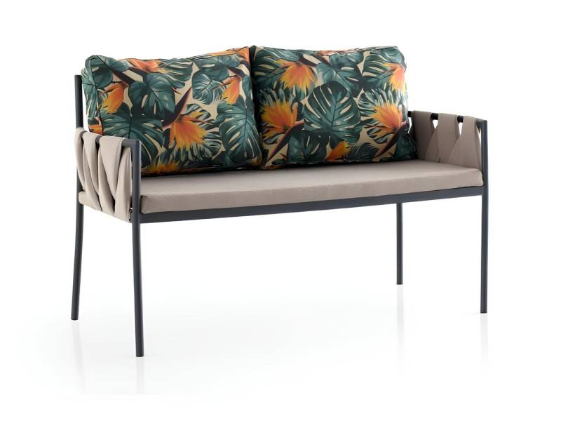 JVmoebel Gartensofa Blättermuster 2er Loungesofa mit Kissen - Modernes Design, 1 Teile, Made in Europa JVmoebel Gartensofa Blättermuster 2er Loungesofa mit Kissen - Modernes Design, 1 Teile, Made in Europa von JVmoebel
