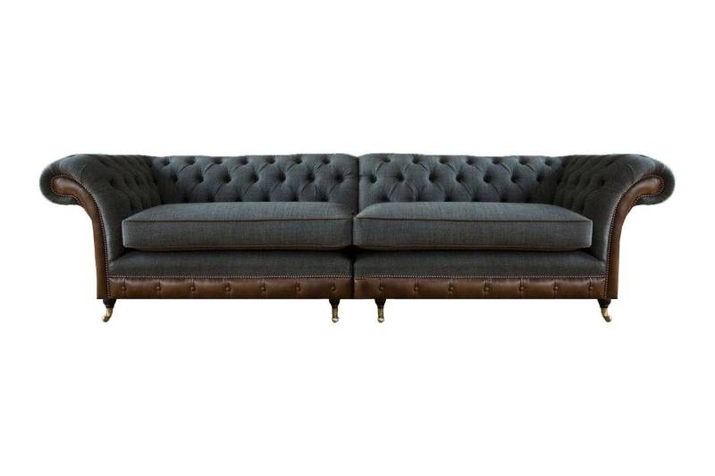 JVmoebel Sofa Grau-Braunes Chesterfield Textilsofa Designer Zweisitzer Wohnzimmer, Made in Europa JVmoebel Sofa Grau-Braunes Chesterfield Textilsofa Designer Zweisitzer Wohnzimmer, Made in Europa von JVmoebel