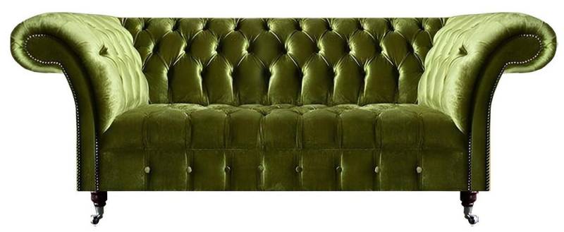 JVmoebel Chesterfield-Sofa Grün Sofagarnitur 2tlg Textil Garnitur Sessel mit Sofa Dreisitzer, Made in Europa von JVmoebel