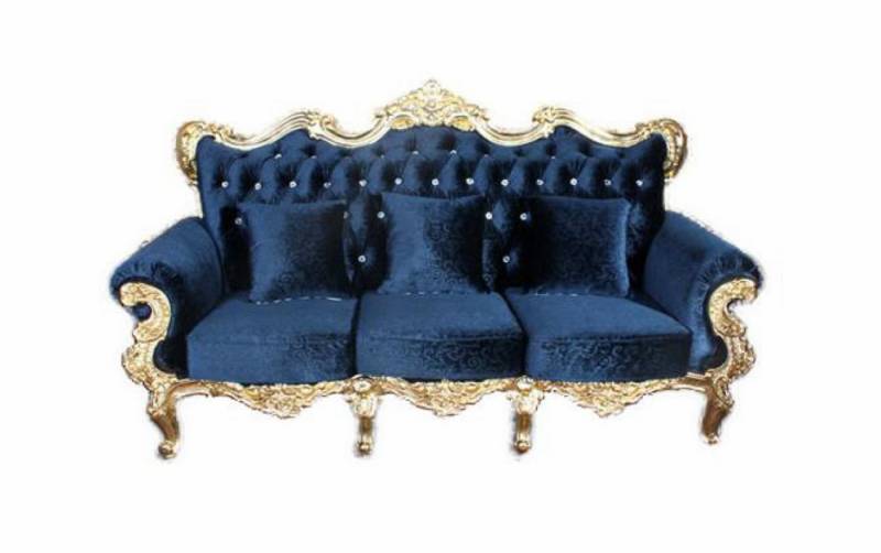 JVmoebel Sofa Klassischer Blauer Chesterfield Dreisitzer Polstermöbel Luxus Design, Made in Europa von JVmoebel