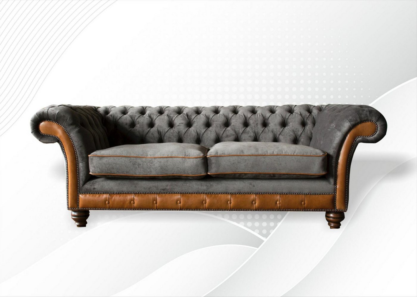 JVmoebel Chesterfield-Sofa Klassisches Chesterfield Sofa in Grau – 3-Sitzer Ledercouch, Made in Europa JVmoebel Chesterfield-Sofa Klassisches Chesterfield Sofa in Grau – 3-Sitzer Ledercouch, Made in Europa von JVmoebel