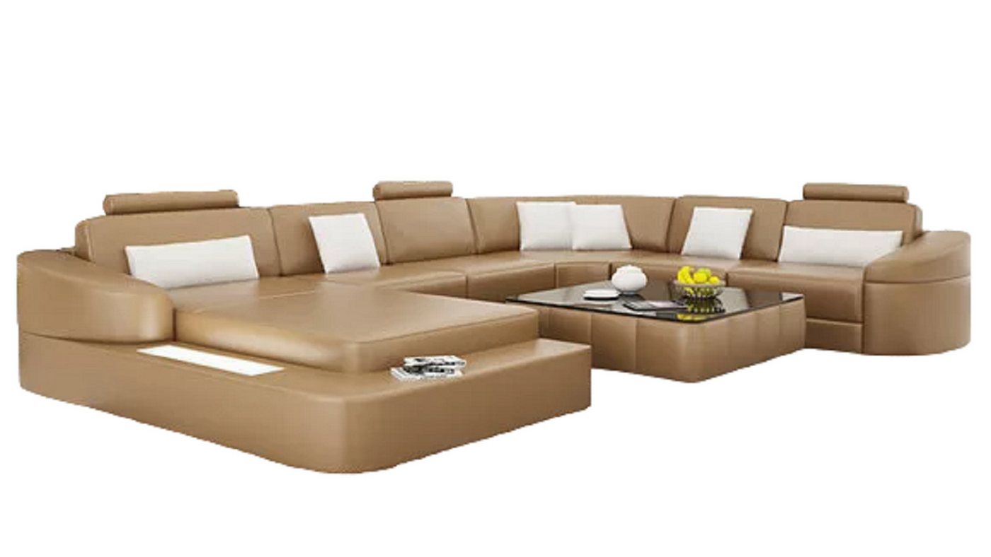 JVmoebel Sofa Leder Sofa mit USB Couch Wohnlandschaft Eck Garnitur Design Modern, 3 Teile, Made in Europa von JVmoebel