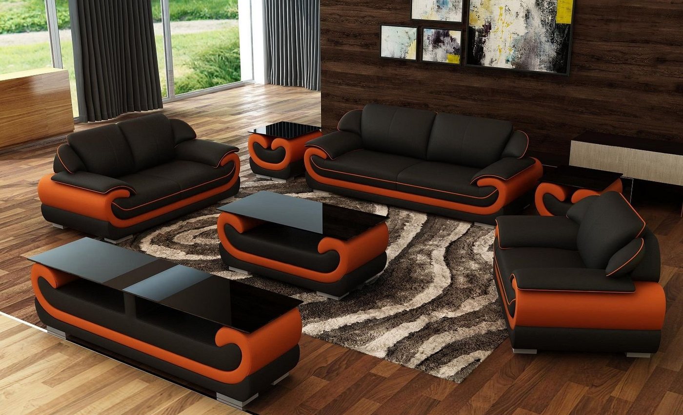 JVmoebel Sofa Ledersofa Couch Wohnlandschaft 3+1+1 Sitzer Garnitur Design, Made in Europe von JVmoebel