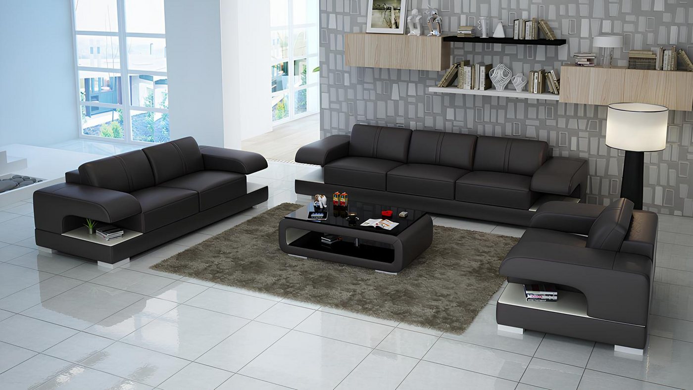 JVmoebel Sofa Ledersofa Couch Wohnlandschaft 321 Sofagarnitur Neu Design Modern Sofa, Made in Europa von JVmoebel