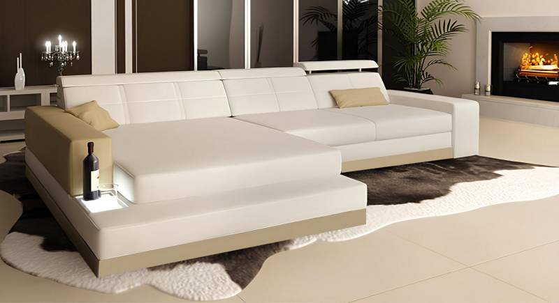 JVmoebel Ecksofa Ledersofa Couch Wohnlandschaft Ecksofa Eck Garnitur Design Modern Sofa, Made in Europa von JVmoebel