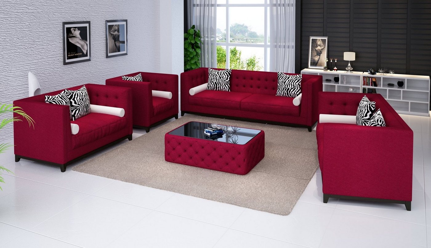 JVmoebel Sofa Ledersofa Sofa Couchen Sitzer Set Sofa Polster Couch 4tlg Sessel, Made in Europe von JVmoebel