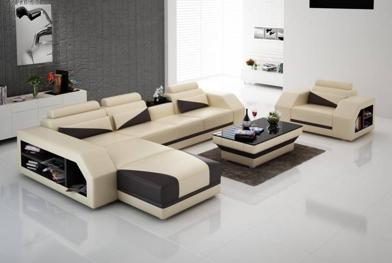 JVmoebel Sofa Ledersofa Wohnlandschaft Ecksofa L-Form mit Sessel Set Modern Sofa neu, Made in Europe von JVmoebel