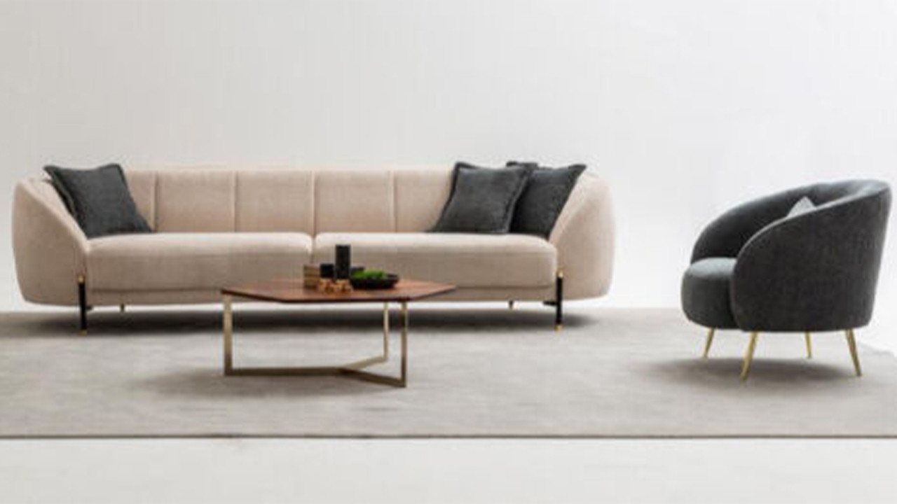 JVmoebel Sofa Modern Sessel Polster Sofa 3 Sitzer Beige Hochwertig Sofas Design, Made In Europe von JVmoebel