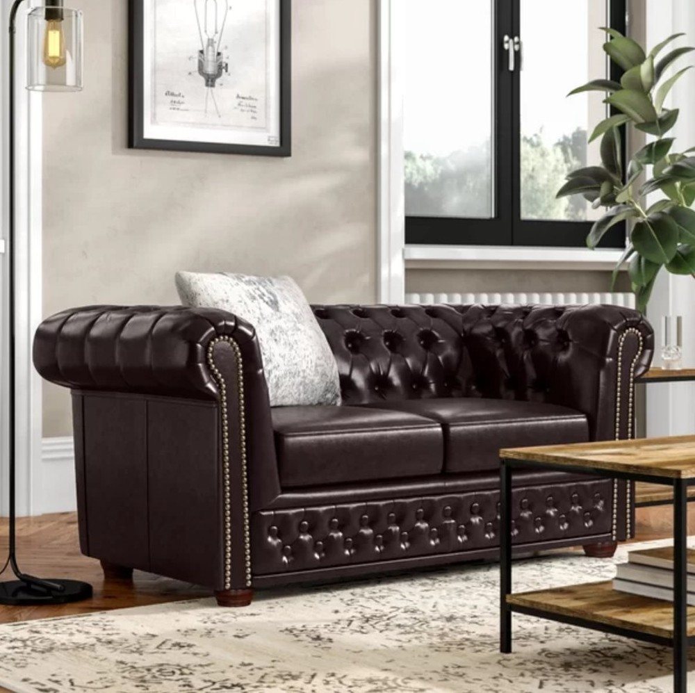 JVmoebel Sofa Moderne Braune Chesterfield Ledercouch 2er+1er Set Neu, Made in Europa JVmoebel Sofa Moderne Braune Chesterfield Ledercouch 2er+1er Set Neu, Made in Europa von JVmoebel