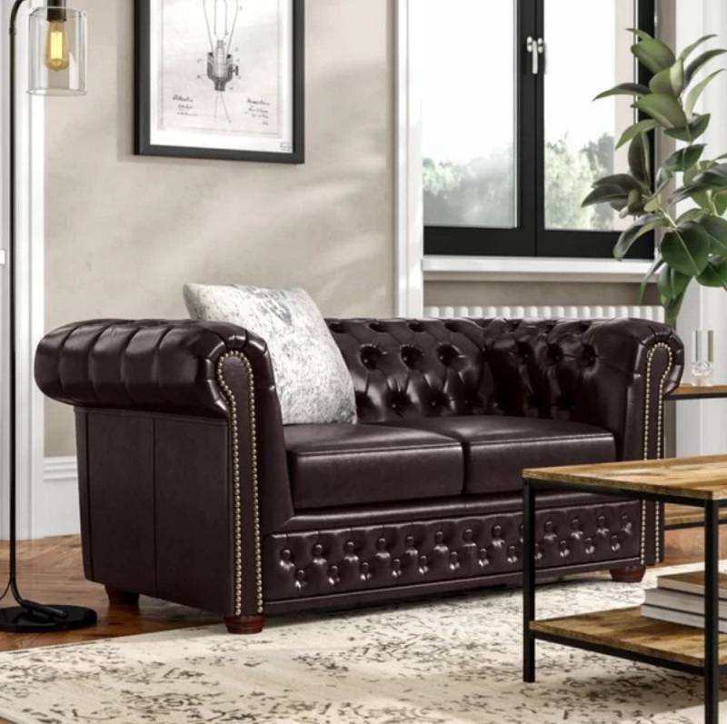 JVmoebel Sofa Moderne Braune Chesterfield Ledercouch 2er+1er Set Neu, Made in Europa JVmoebel Sofa Moderne Braune Chesterfield Ledercouch 2er+1er Set Neu, Made in Europa von JVmoebel
