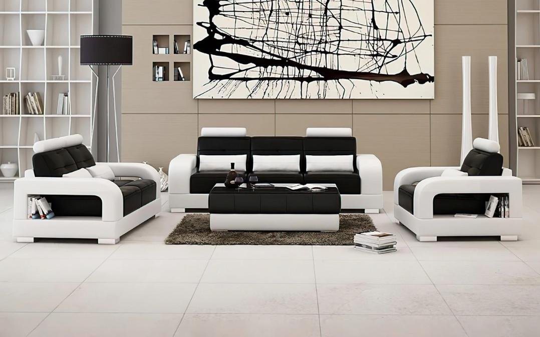 JVmoebel Sofa Moderne Ledersofa Couch Sofagarnitur 3+2+1 Design Sofa, Made in Europe von JVmoebel