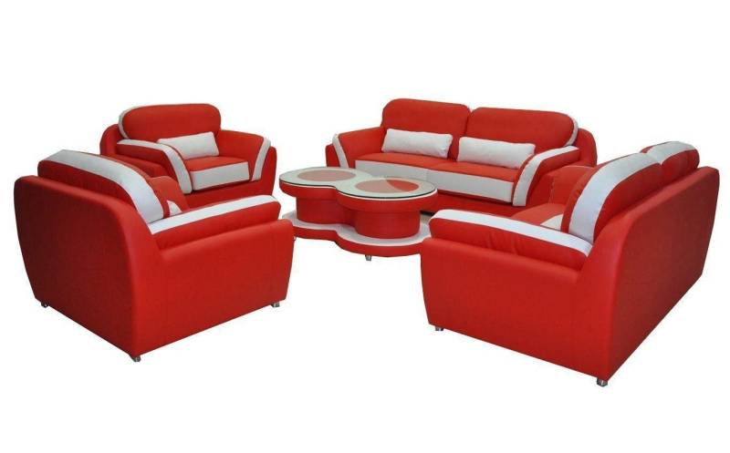 JVmoebel Sofa Rote Couchen Sofas Couch Garnitur Design Garnituren 3+2+1+1 Sessel, Made in Europa von JVmoebel
