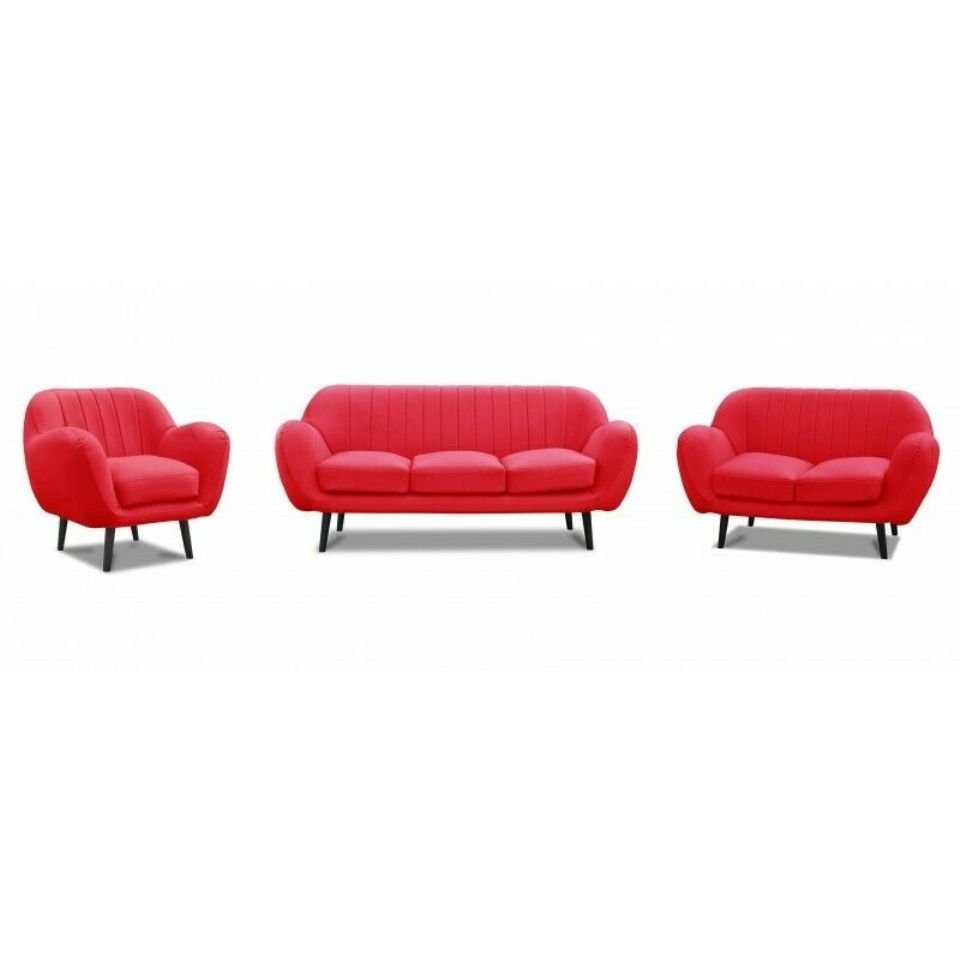 JVmoebel Sofa Rote Sofagarnitur 3+2+1 Couch Polster Sofas Couchen Wohnzimmer, Made in Europe von JVmoebel