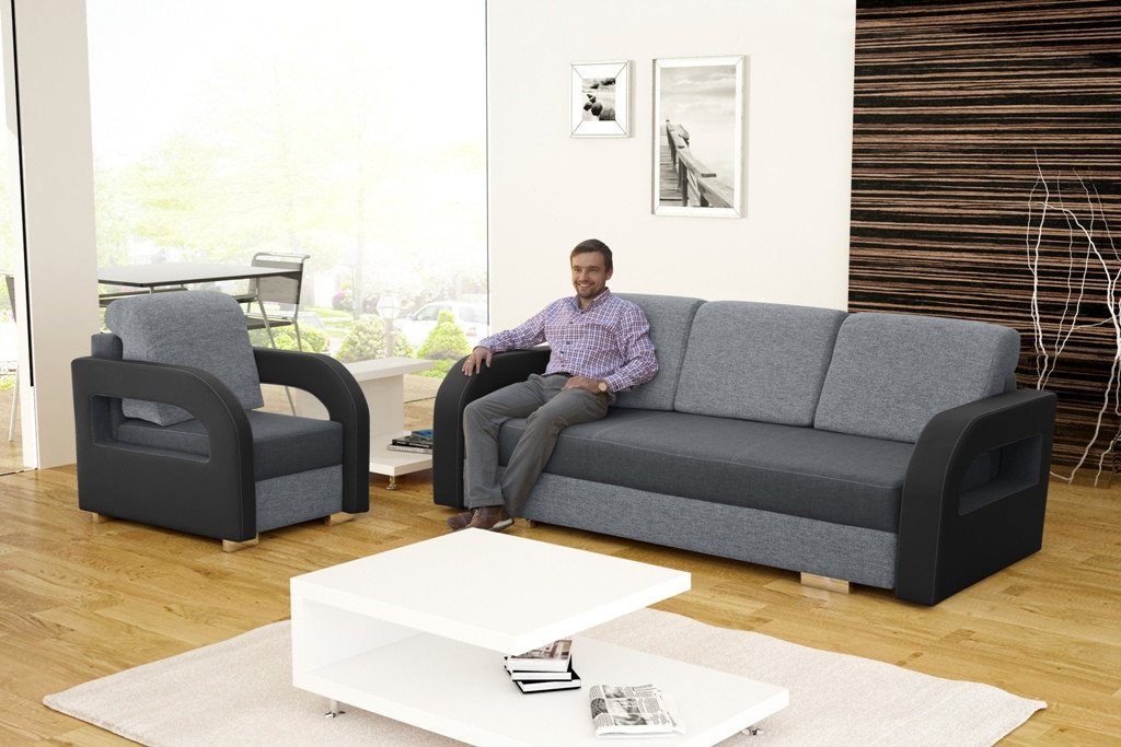 JVmoebel Sofa Schlafcouch mit Bettfunktion, Polster Sitzsofa 3-Sitzer, Made in Europa JVmoebel Sofa Schlafcouch mit Bettfunktion, Polster Sitzsofa 3-Sitzer, Made in Europa von JVmoebel