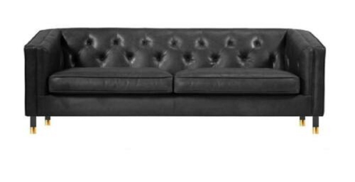 JVmoebel Sofa Schwarz Chesterfield Dreisitzer Modern Design Leder Sofa, Made in Europe von JVmoebel