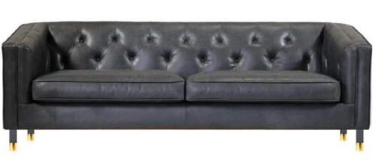 JVmoebel Sofa Schwarz Chesterfield Dreisitzer Modern Design Leder Sofa, Made in Europe von JVmoebel