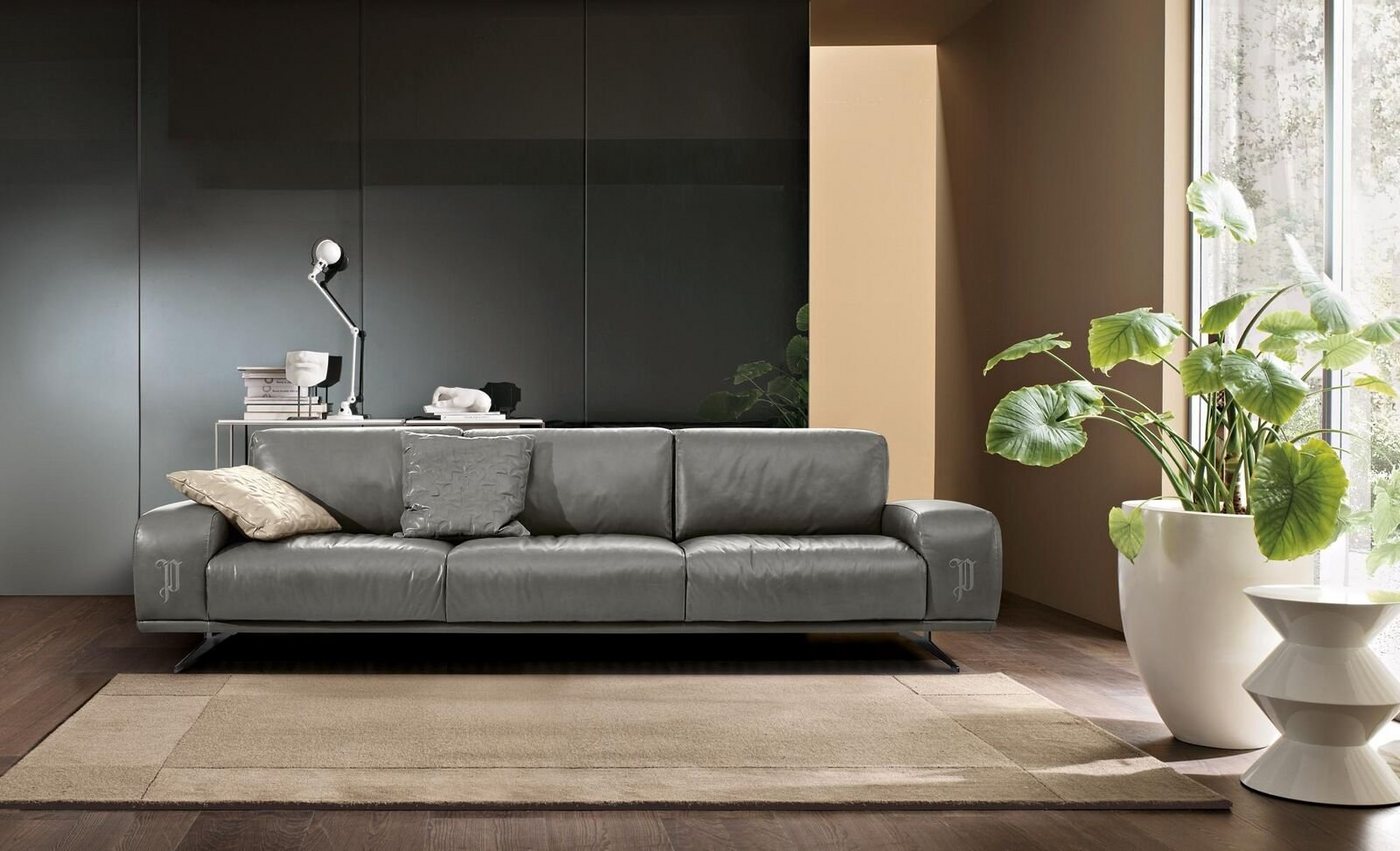 JVmoebel Sofa »Sofa 3 Sitz Luxus Möbel Wohnzimmer Leder Couch Dreisitzer Grau Design« von JVmoebel