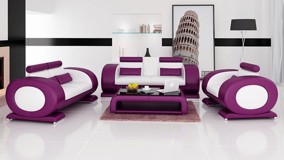 JVmoebel Polstergarnitur Sofa Couch Leder Sitz 3+2+1 Komplett Set Garnitur Designer Möbel, (3+2+1 Sitzer), Made in Europa JVmoebel Polstergarnitur Sofa Couch Leder Sitz 3+2+1 Komplett Set Garnitur Designer Möbel, (3+2+1 Sitzer), Made in Europa von JVmoebel