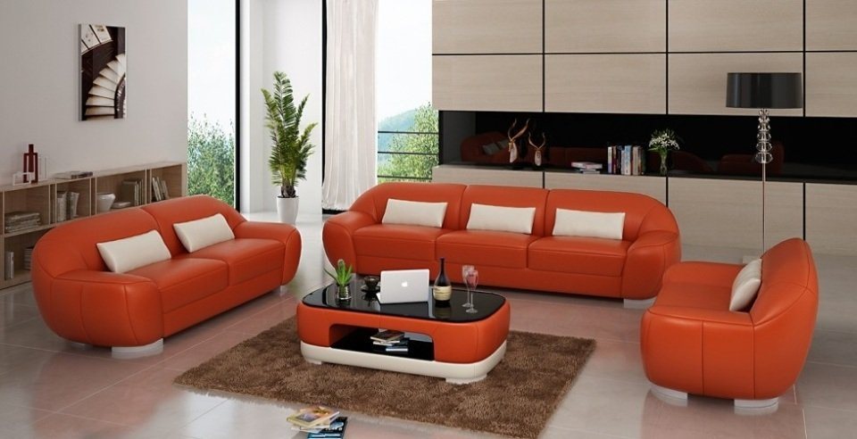 JVmoebel Sofa Sofagarnitur 3+2+1 Couch Polster Sitz Leder Garnitur Möbel Neu, Made in Europe von JVmoebel