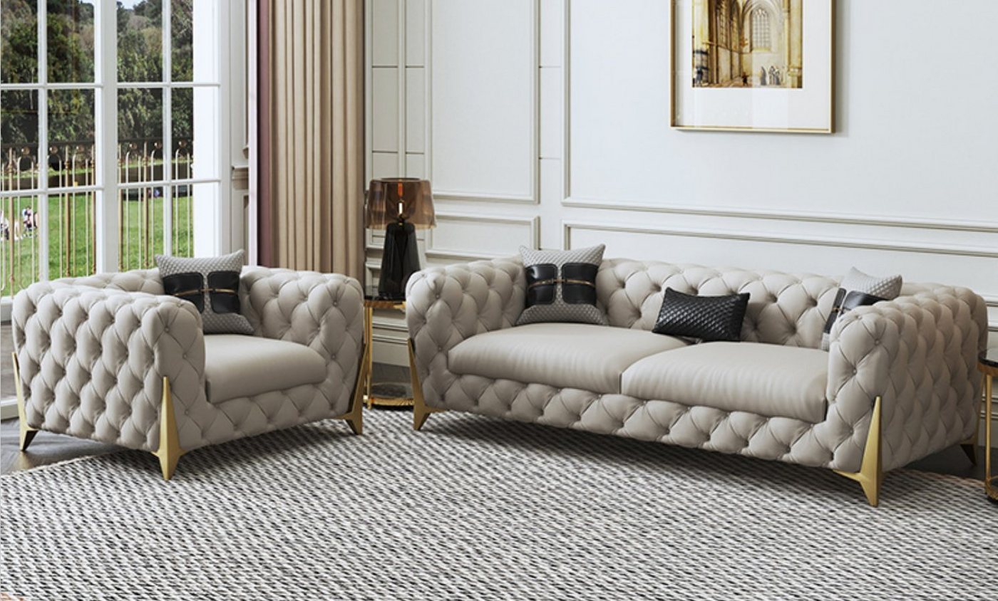 JVmoebel Sofa Sofagarnitur Big Set 3+1 Sitzer Leder Sofa Couch Garnitur, Made in Europe von JVmoebel