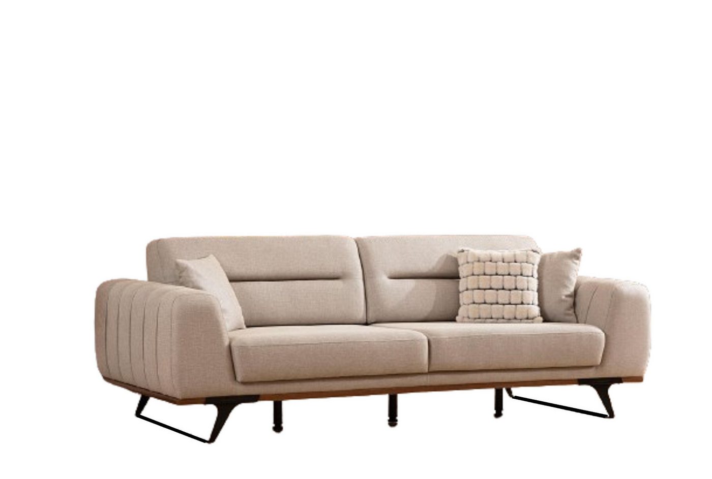 JVmoebel Sofa Stoffsofa Dreisitzer Beige Sofa 3 Sitzer Polstersofa Couch Design, 1 Teile, Made in Europa von JVmoebel