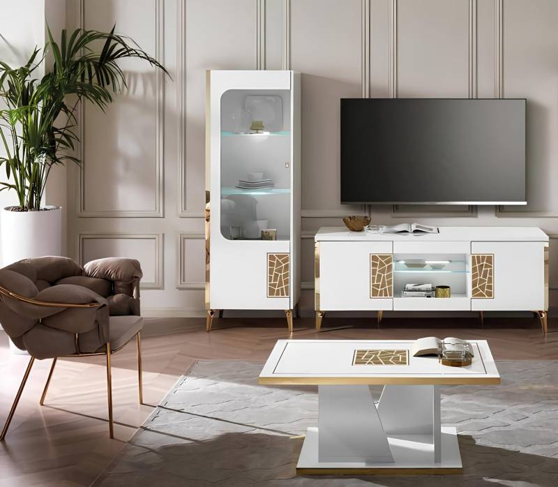 JVmoebel Sofa Wohnwand Moderne Wohnzimmer Wand Schrank Vitrine tv Fernseher Anrichte, Made in Europa von JVmoebel