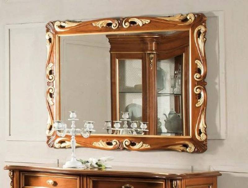 JVmoebel Spiegel Italienischer Wandspiegel aus Holz in Braun - Klassisches Design, Made in Europa JVmoebel Spiegel Italienischer Wandspiegel aus Holz in Braun - Klassisches Design, Made in Europa von JVmoebel