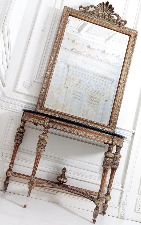 JVmoebel Konsolentisch Möbel Stil Barock Konsolentisch Spiegel Holz Italienische Tische, Made in Europa von JVmoebel