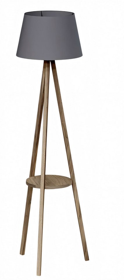 JVmoebel Stehlampe Stehlampe mit Regal aus Holz in Grau modernes Design, Made in Europe JVmoebel Stehlampe Stehlampe mit Regal aus Holz in Grau modernes Design, Made in Europe von JVmoebel