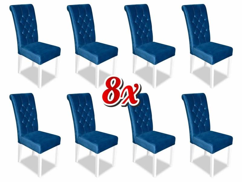 JVmoebel Stuhl Chesterfield 8x Sessel Polster Stühle Klassische Lehn Textil Holz, Made in Europa von JVmoebel