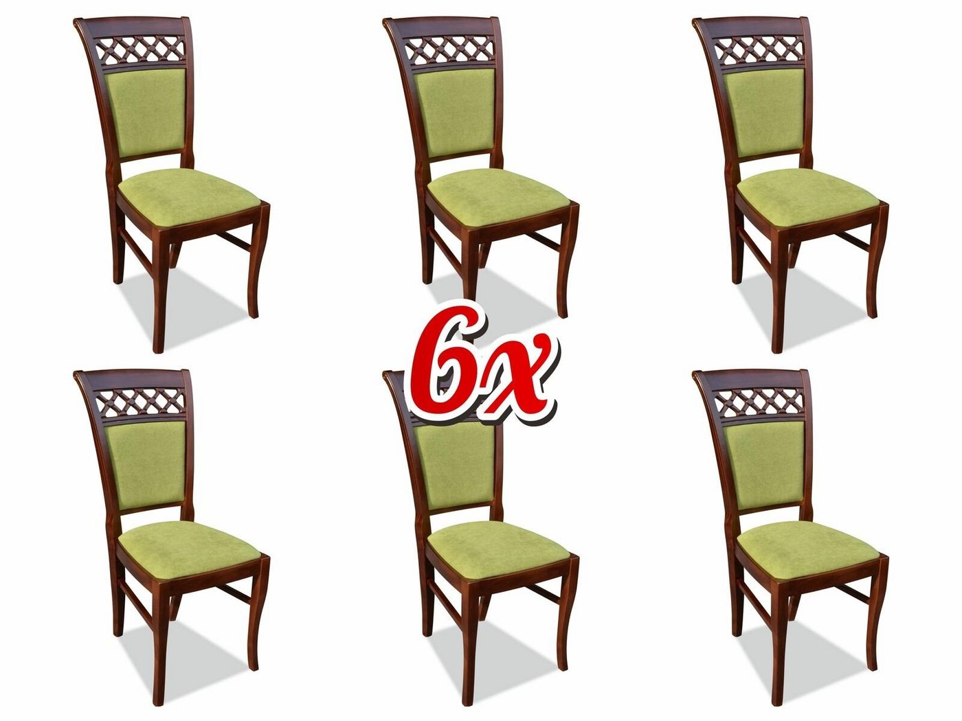 JVmoebel Stuhl, Esszimmer Stühle Holz Design Sessel Polster Set 6x Stühle Stuhl Textil Gruppen von JVmoebel