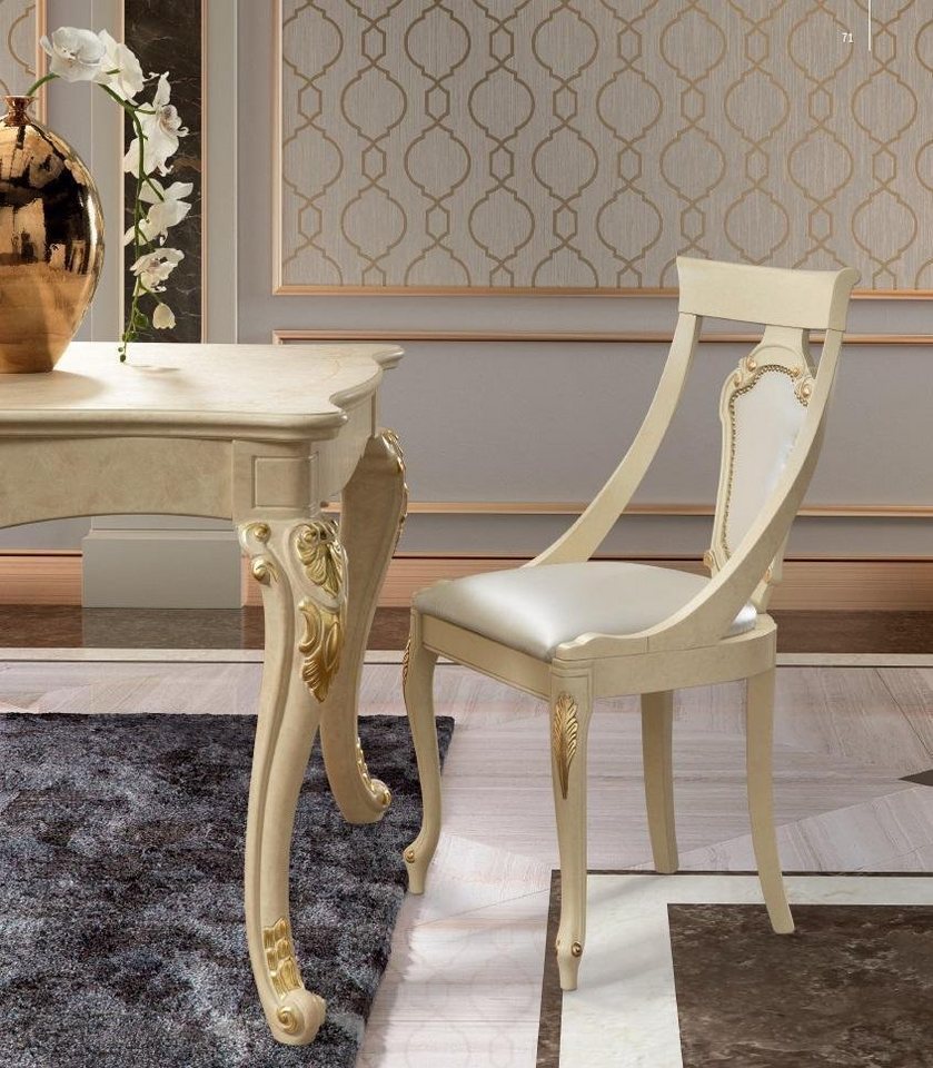 JVmoebel Stuhl, Esszimmerstuhl Stuhl Esszimmer Stühle Holz Design Stil Barock Beige von JVmoebel