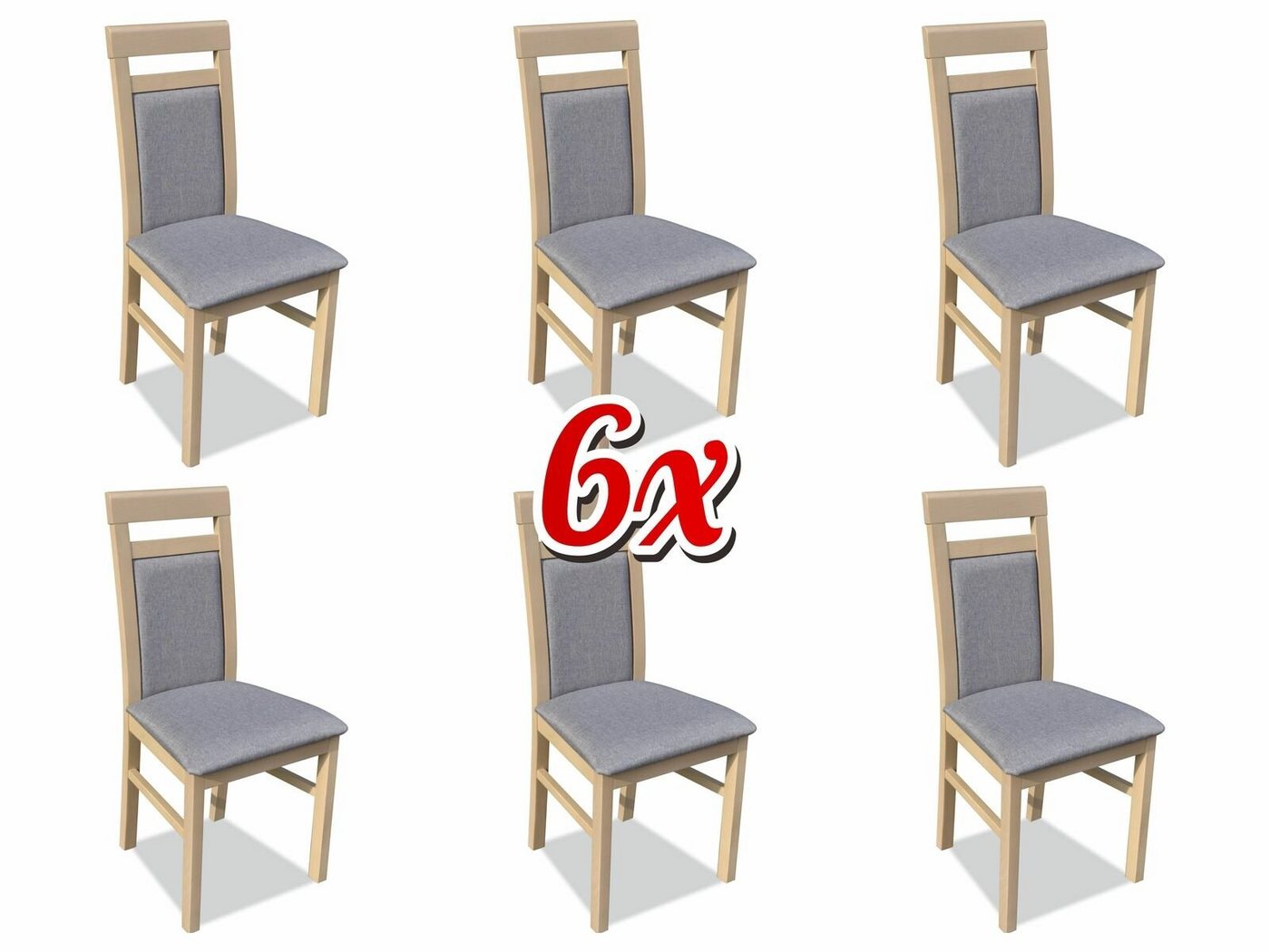 JVmoebel Stuhl, Garnitur Holz Lehn Polster Stühle Esszimmer Textil Set 6x Sessel Stuhl Gruppe von JVmoebel