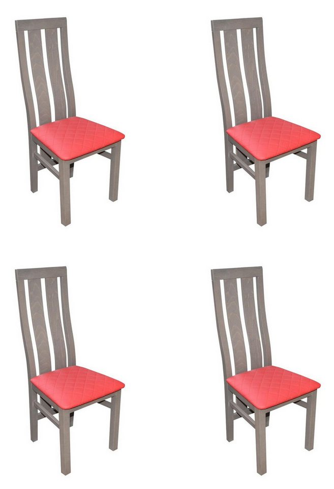 JVmoebel Küchenstuhl Garnitur Komplett K69 4x Set Esszimmer Textil Polster Sitz Stühle Grau, Made in Europa von JVmoebel