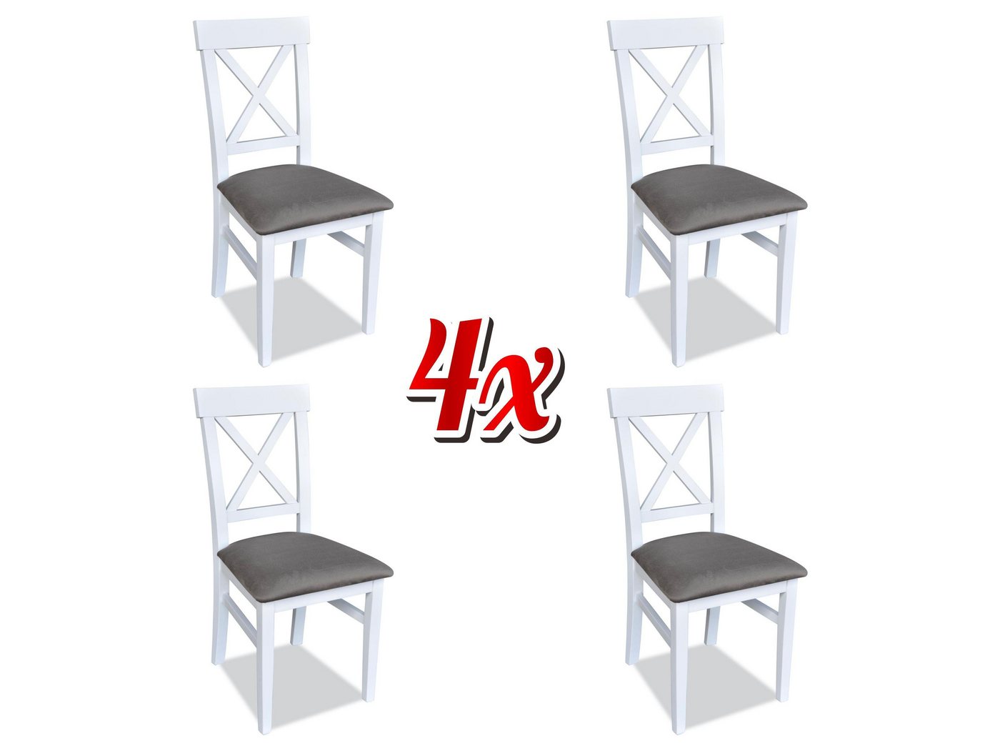 JVmoebel Küchenstuhl Garnitur Sessel 4x Stühle Polster Veranda Küchen Sitz Esszimmer Weiß, Made in Europa von JVmoebel