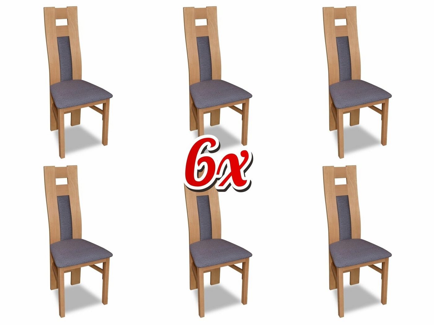 JVmoebel Stuhl Gruppe Stoff Lehn Esszimmer Lehnstuhl Stuhl 6x Stühle Set Neu von JVmoebel