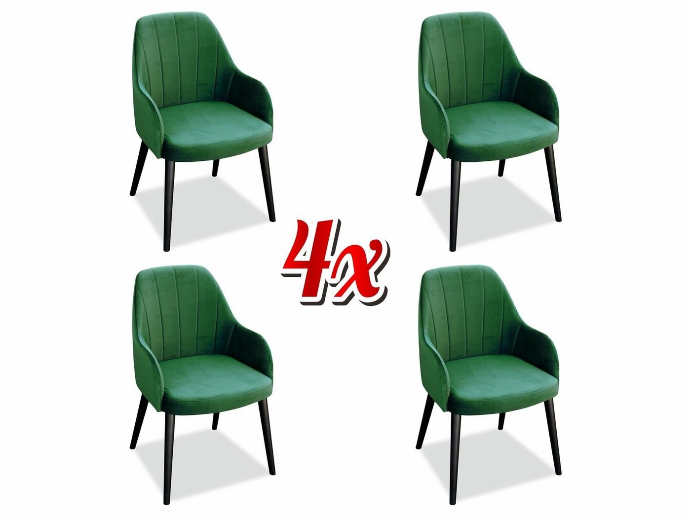 JVmoebel Stuhl, Küche Stühle Elegant Esszimmer Stoff Neu Set 4x Sessel Stuhl Design Holz Textil von JVmoebel