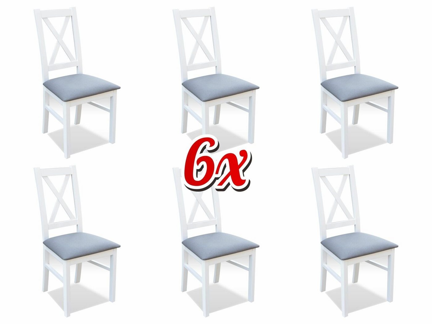 JVmoebel Stuhl, Set Holz Textil Sessel 6x Stühle Essgruppe Design Ess Zimmer Stuhl Massives Holz von JVmoebel