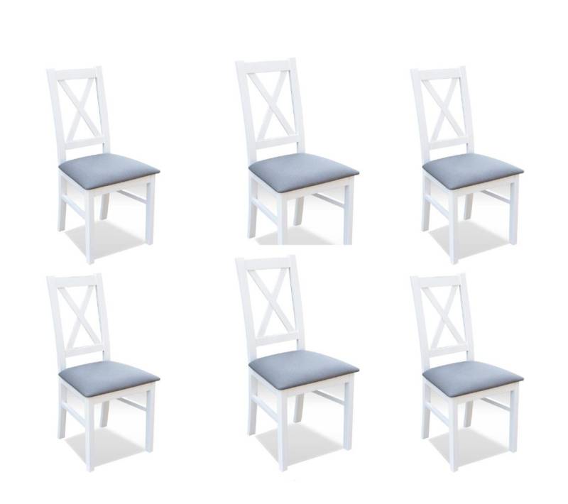 JVmoebel Küchenstuhl Set Holz Textil Sessel 6x Stühle Essgruppe Ess Zimmer Massives Holz, Made in Europa von JVmoebel