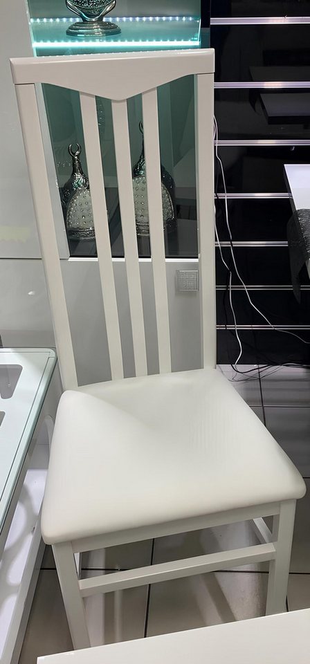 JVmoebel Stuhl 2x Ess Zimmer Stühle Sessel Holz Möbel Polsterstuhl Made in Italy Weiß, Made in Europa von JVmoebel