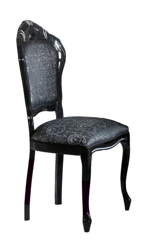 JVmoebel Stuhl, Stuhl Schwarz Silber Design Wohnzimmer Esszimmer Holz Stühle Polster Made Italy von JVmoebel