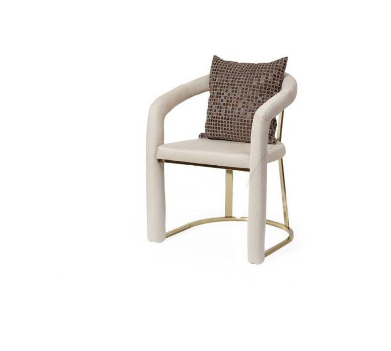 JVmoebel Stuhl Beiger Designer Stuhl Luxus Holzrahmen Designer Esszimmer Holz Stühle (1 St), Made in Europa von JVmoebel