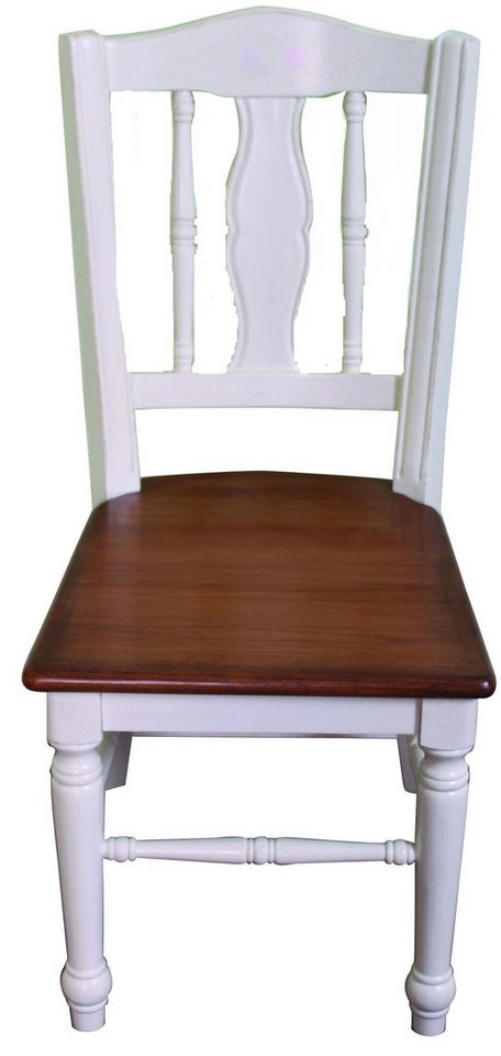 JVmoebel Stuhl Echtholz Möbel Set Esszimmer 1 Stuhl Stühle Landhaus Lehnstuhl Weiß, Made in Europa von JVmoebel