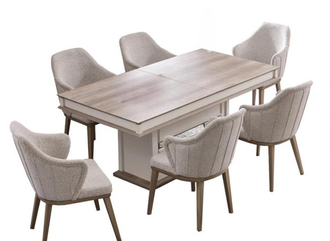 JVmoebel Essgruppe Moderner Esstisch mit 6x Stühlen für Esszimmer Essgruppe Set, (7-tlg., Esstisch + 6x Stühle), Made in Europa von JVmoebel