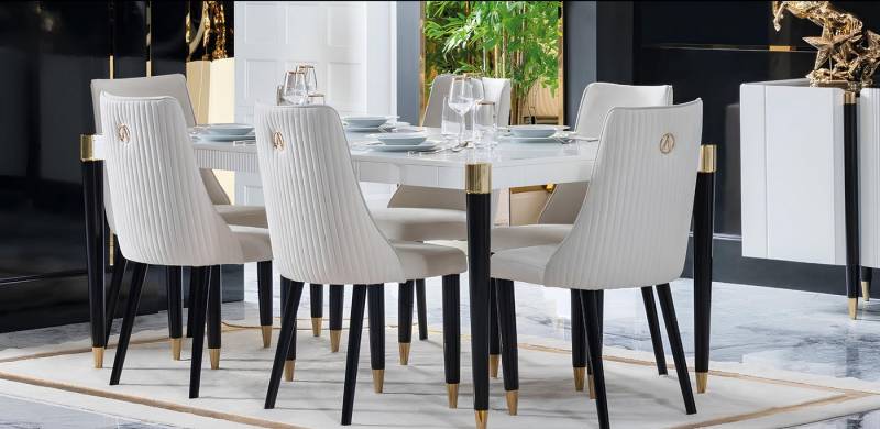 JVmoebel Stuhl Esszimmer Set Komplett mit 6 gepolsterten Stühlen und Sessel, Made in Europa JVmoebel Stuhl Esszimmer Set Komplett mit 6 gepolsterten Stühlen und Sessel, Made in Europa von JVmoebel