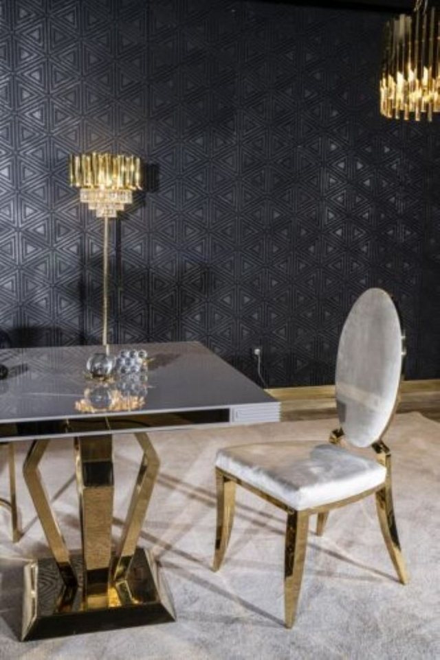 JVmoebel Stuhl Esszimmer Stuhl weiß Luxus Metall mit Textil Stühle Stil Modern, Made in Europa von JVmoebel