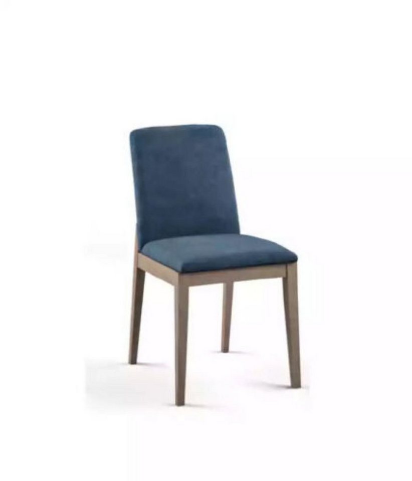 JVmoebel Stuhl Esszimmerstuhl Wohnzimmer Stuhl mit Holzbeinen Modern neu blau, Made in Italy von JVmoebel