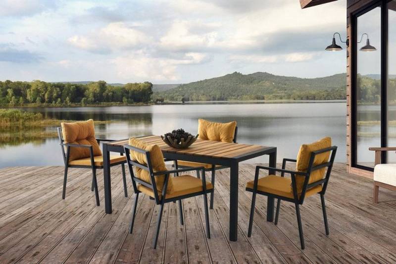JVmoebel Essgruppe Garnitur Esszimmer Essgruppe Essecke Esstisch Stühle Set 5tlg Gelb, (5-tlg), Made in Europa von JVmoebel