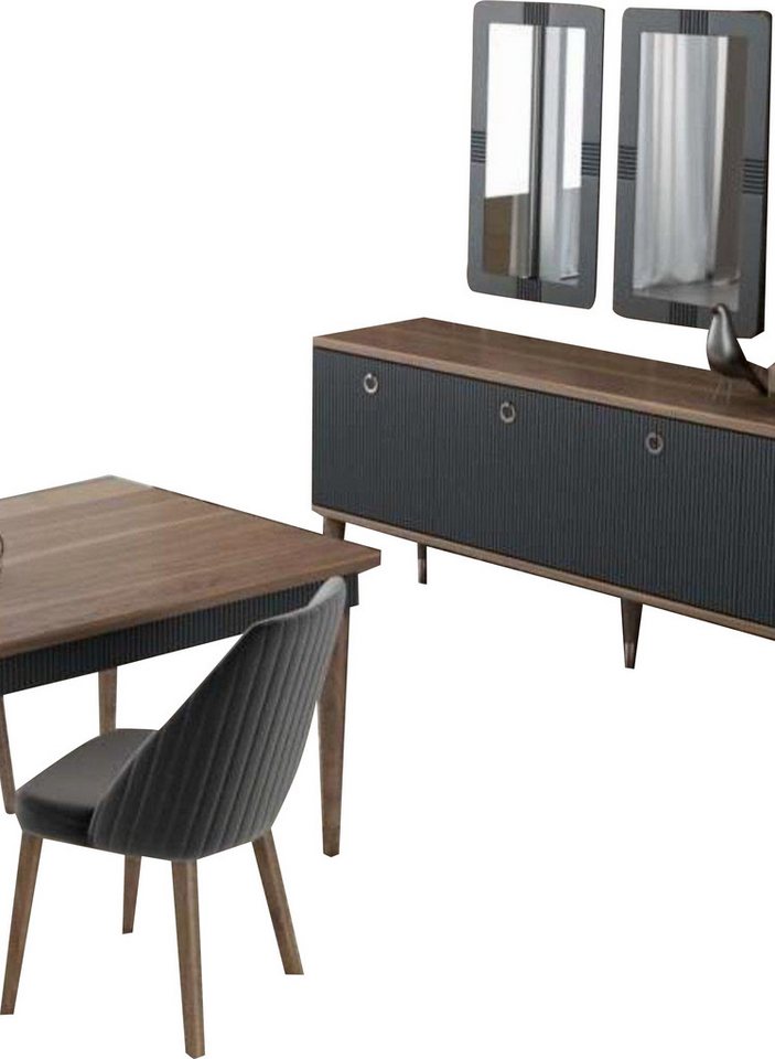 JVmoebel Stuhl Grauer Moderner Luxus Stuhl Stühle Einsitzer Holzmöbel Küchenstühle (1 St) von JVmoebel